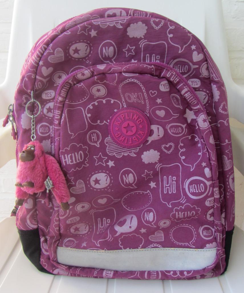 Kipling - Sacoche scolaire/sac à dos (avec singe) grand form, Enlèvement ou Envoi, 30 à 40 cm, Rose, 30 à 40 cm