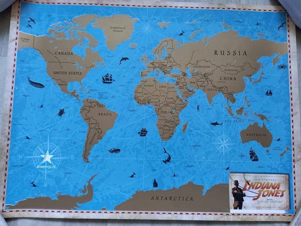 Poster wereldkaart Indiana Jones, Verzamelen, Ophalen, Nieuw, Film, Poster