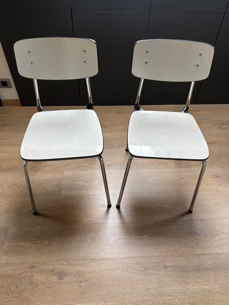 Retro stoelen, Huis en Inrichting, Stoelen, Ophalen, Gebruikt, Twee, Grijs