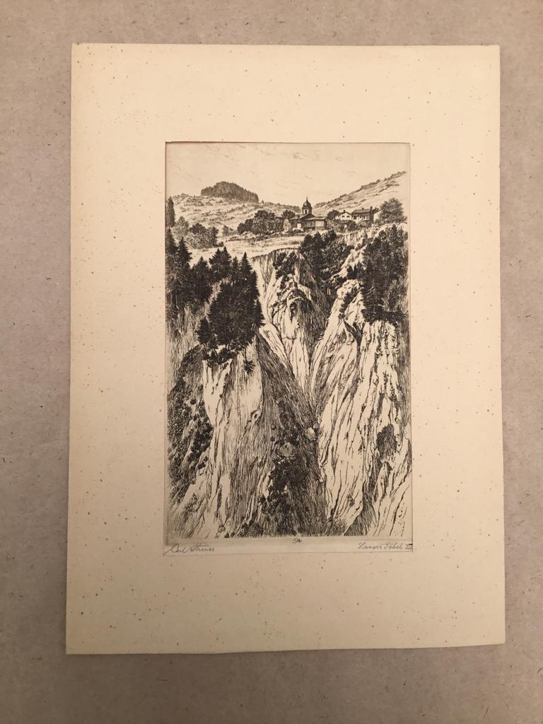 Gravure authentique dédicacée par Carl Strauss, Enlèvement ou Envoi