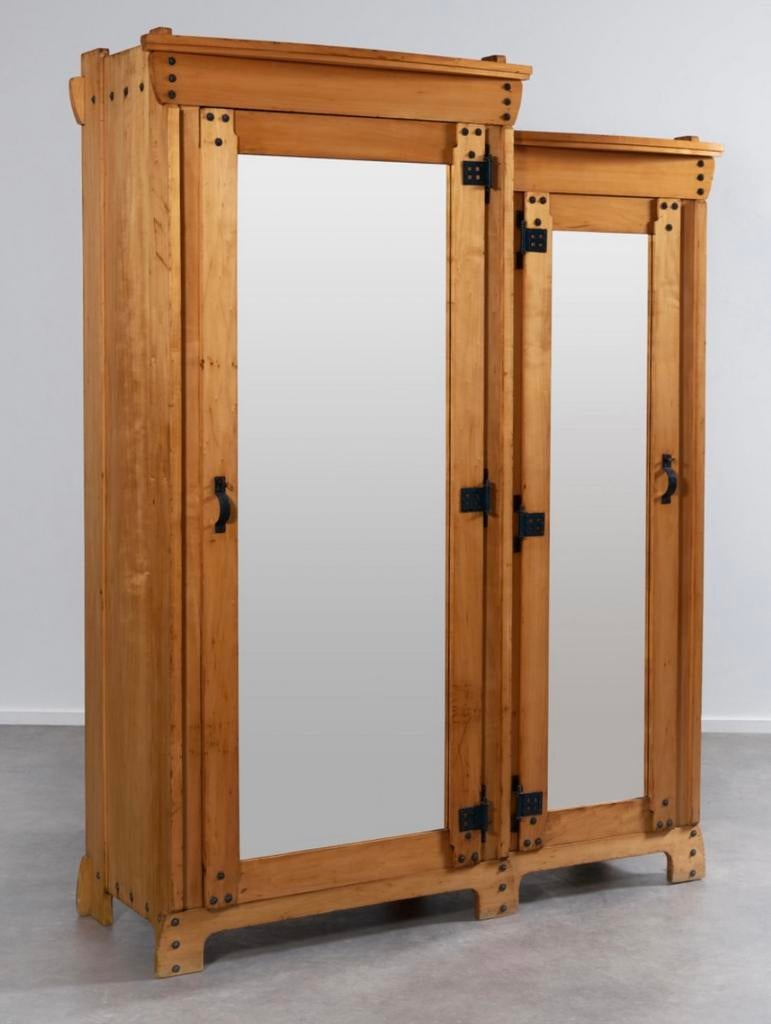 Gustave Serrurier-Bovy Dubbele Silex kledingkast circa 1905, Antiek en Kunst, Antiek | Meubels | Kasten, Ophalen of Verzenden