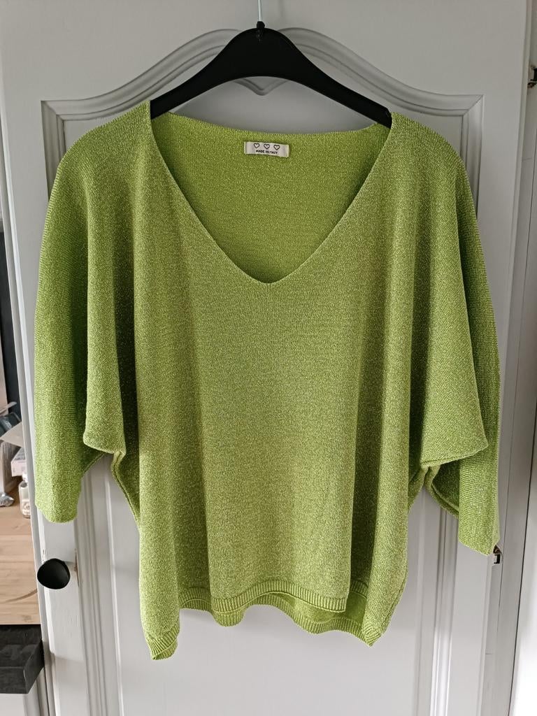 Blouse col en V effet pailleté, Enlèvement ou Envoi, Vert
