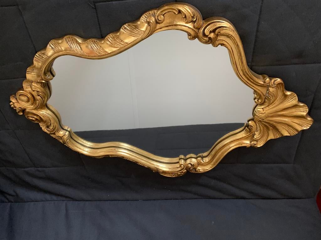 Miroir « doré » en brocante, Enlèvement, Autres formes, 50 à 100 cm, Moins de 100 cm