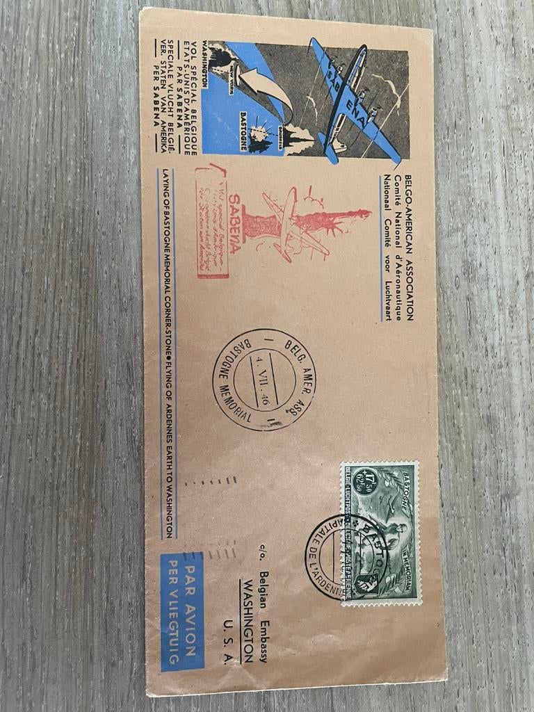 Twee briefomslagen 1946 luchtpost, Collections, Objets militaires | Général, Enlèvement ou Envoi