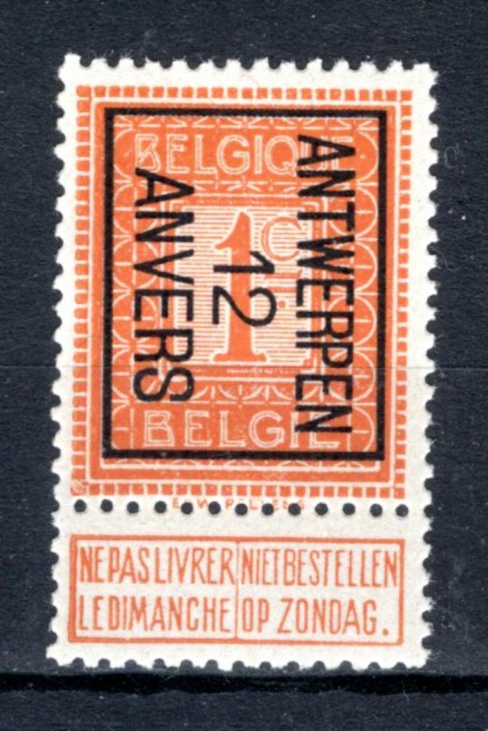 PRE28B MNH* 1912 - ANTWERPEN 12 ANVERS, Postzegels en Munten, Postzegels | Europa | België, Ophalen of Verzenden, Postfris, Postfris