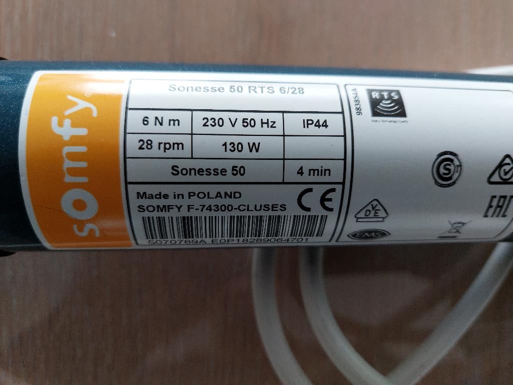 buismotor Somfy Sonesse 50 RTS 6/28, Doe-het-zelf en Bouw, Ophalen, Nieuw, Elektrische bediening