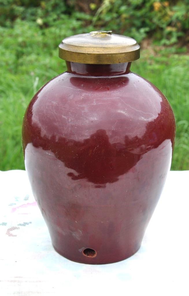 corp de lampe terre cuite émaillé signé Alexandre, Antiquités & Art, Enlèvement ou Envoi