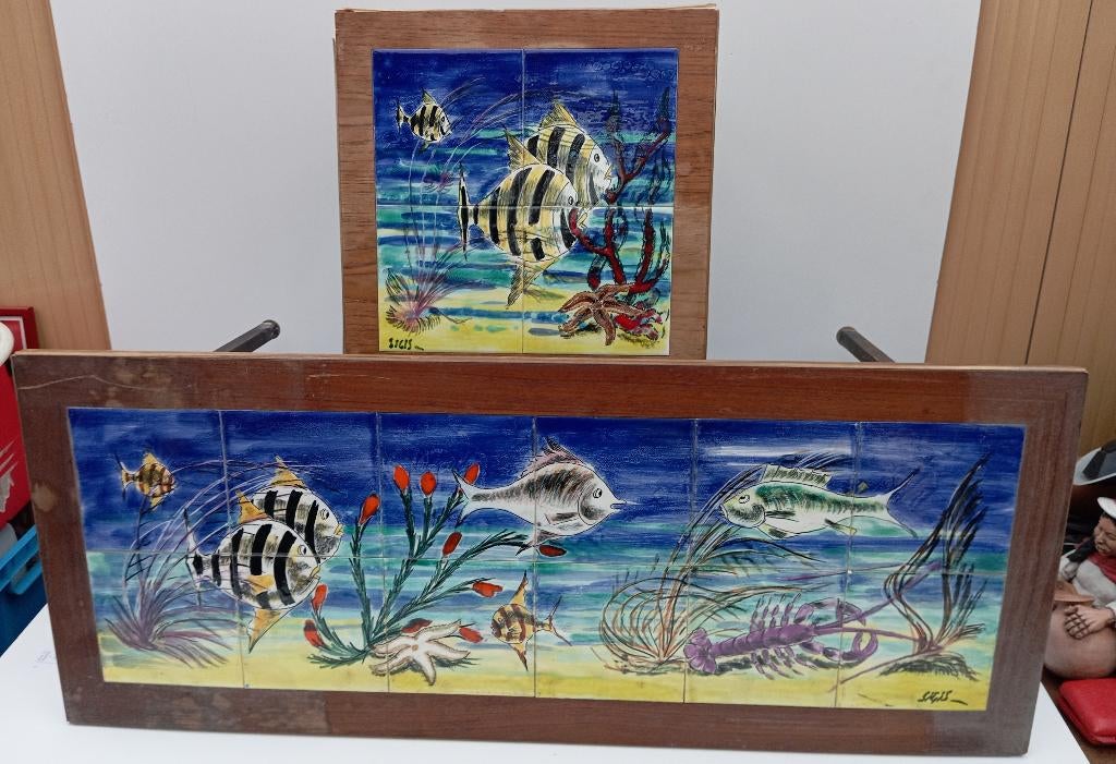 SIGIS 2 retro tafels jaren 60 keramiek tegels zeldzaam, Ophalen, Huis en Inrichting