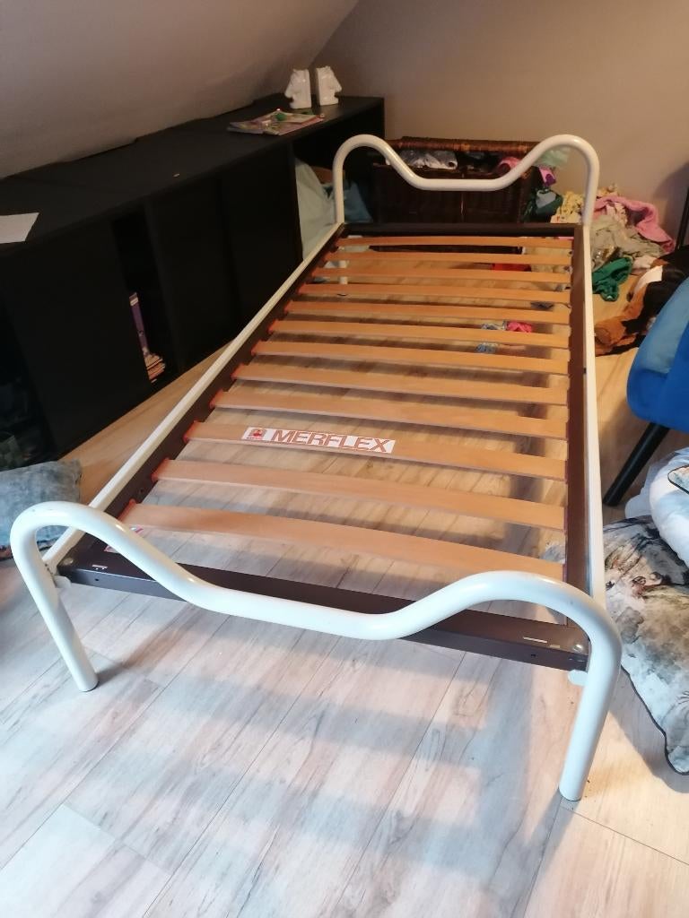 1 persoonsbed, Huis en Inrichting, Slaapkamer | Bedden, Ophalen, Gebruikt, Eenpersoons, Wit