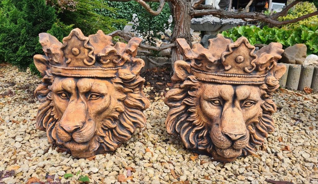 Beton bloempotten leeuwkop 40hoog, Ophalen, Nieuw, Beton, Dierenbeeld