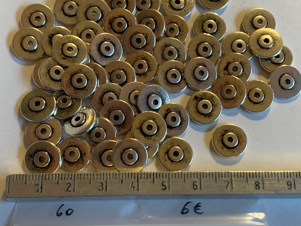 60 metalen tussenkraal disk, Enlèvement ou Envoi, Neuf, Entretoise ou Perle intermédiaire