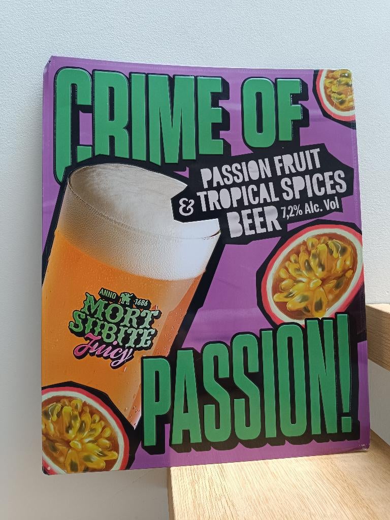 Tôle publicitaire Mort Subite - Crime of Passion, Enlèvement