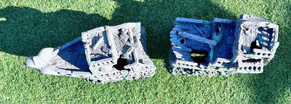 Aquarium ornament – Scheepswrak (2 delen), Enlèvement, Comme neuf, Élément de décoration