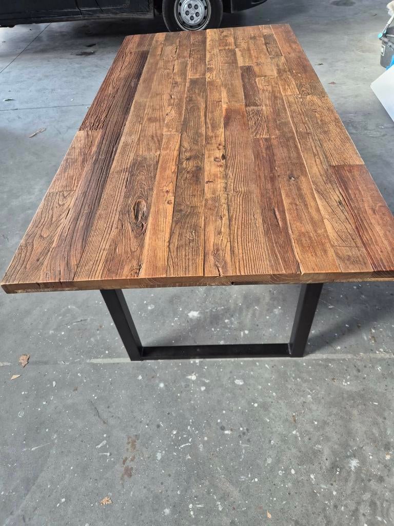 Houten tafel + 4 stoelen, Huis en Inrichting, Ophalen, 50 tot 100 cm, 150 tot 200 cm, Vier personen