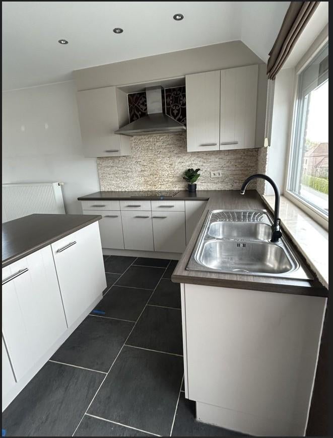 volledig uitgeruste keuken in grijs, Ophalen, Gebruikt, Hoekkeuken, Hout