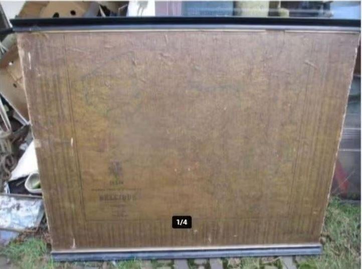 Prachtige Antieke Schoolkaart op doek van Belgie - 1879, Ophalen, Aardrijkskunde