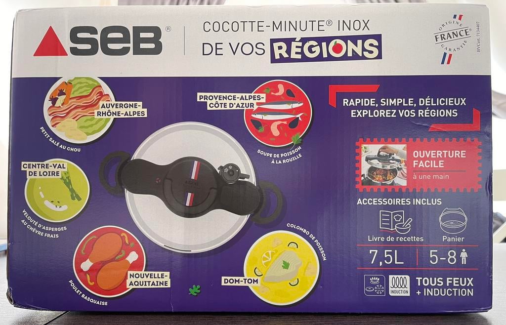 Seb snelkookpan 7,5 L, Ophalen of Verzenden, Nieuw, Inox, Kookpan of Snelkookpan