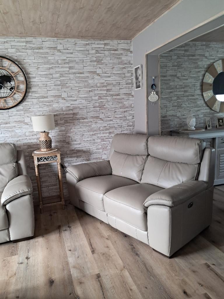 Salon en cuir avec relax électrique, Enlèvement, Neuf, Cuir