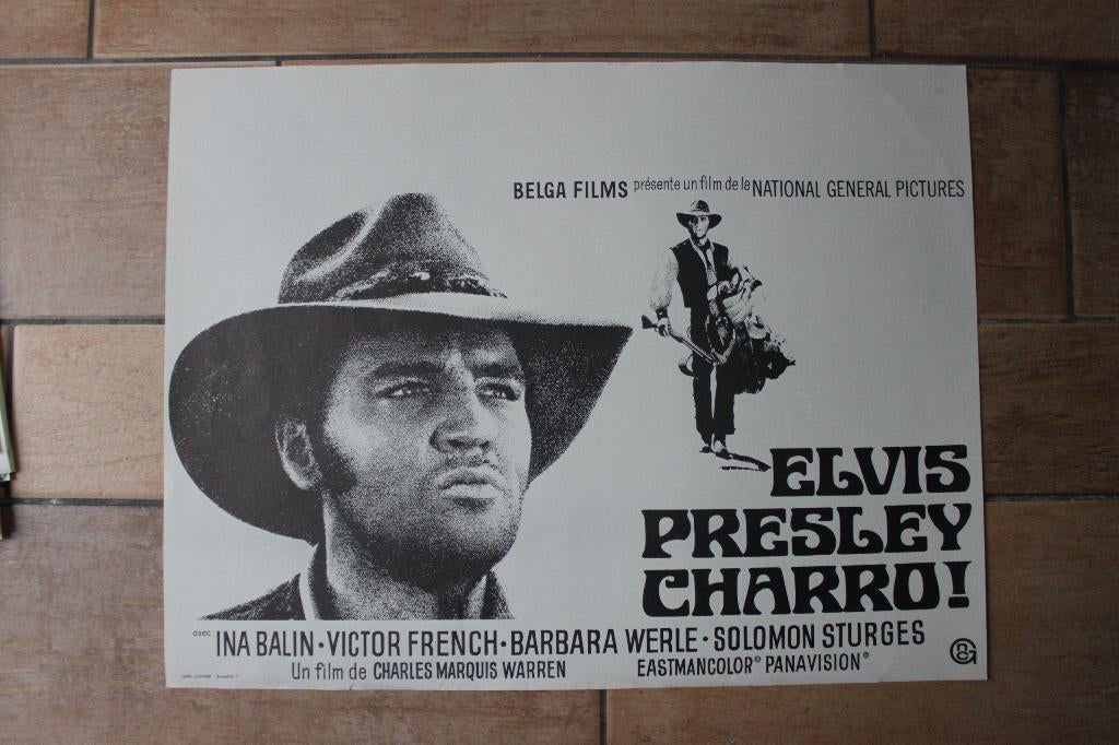 filmaffiche Elvis Presley Charro 1969 filmposter, Rechthoekig Liggend, Ophalen of Verzenden, Zo goed als nieuw, A1 t/m A3