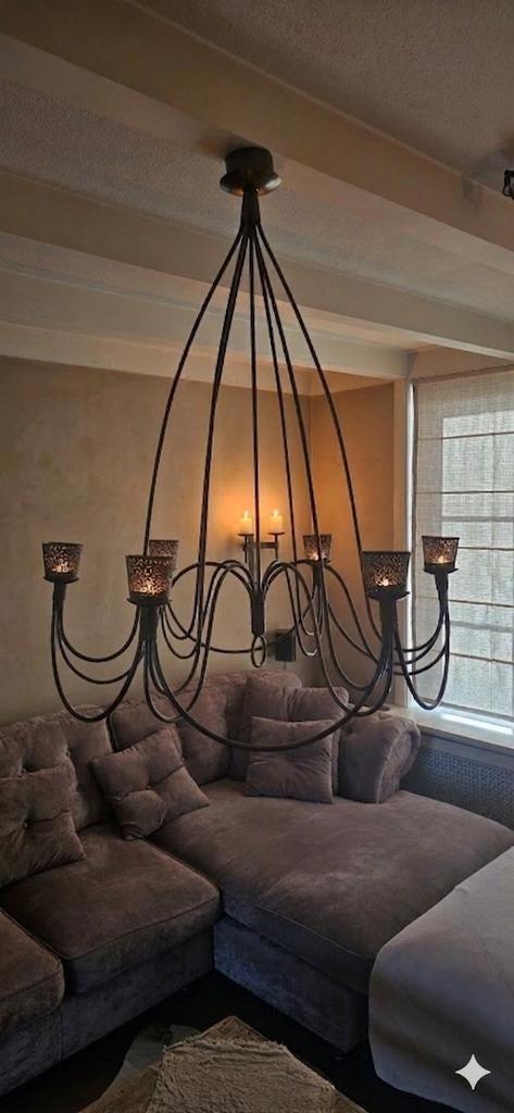 Grote Smeedijzeren Kroonluchter Voor Kaarsen, Ophalen