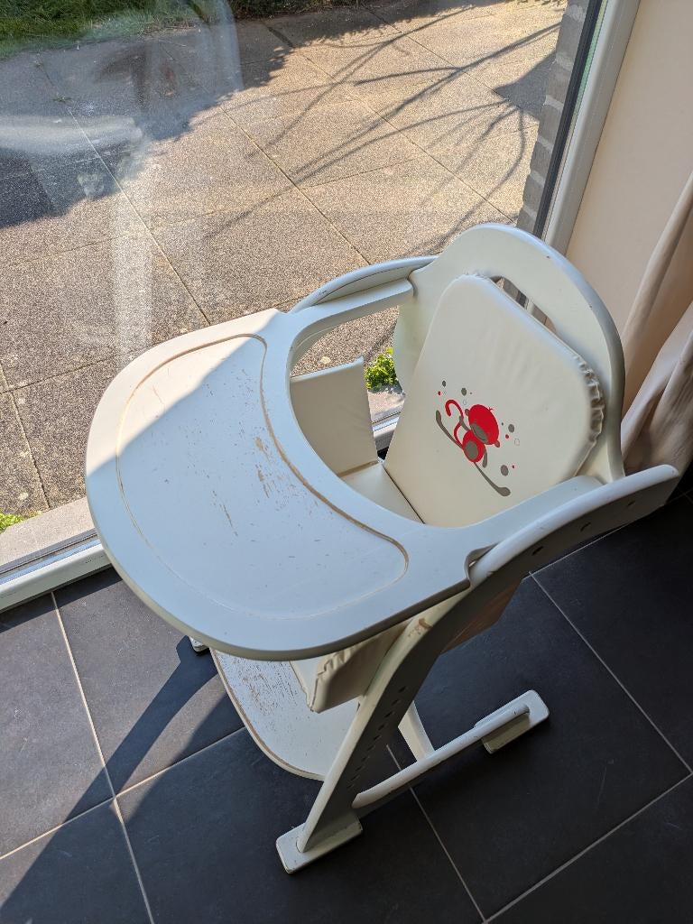 Houten kinderstoel eetstoel meegroei (6m-3j), Enlèvement, Utilisé, Chaise évolutive, Ceinture(s)