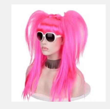 Cosplay pruik met dubbele paardenstaart roze synthetisch, Ophalen of Verzenden, Nieuw