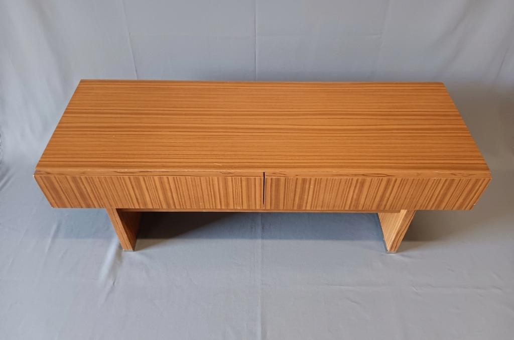 Vintage zebrano tv-meubel / lowboard jaren 70, 25 à 50 cm, Geen, Moins de 100 cm, Vintage