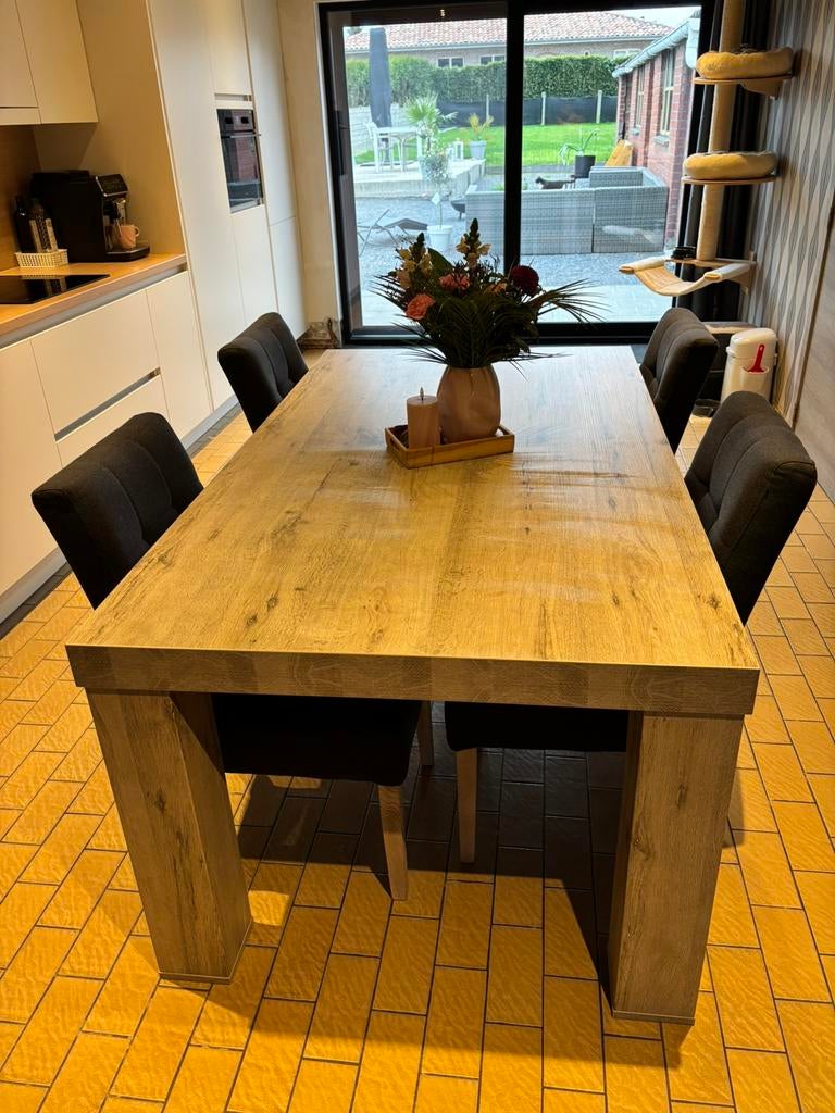 Eettafel 184x102cm / met 6 stoelen, Ophalen, Zo goed als nieuw, 4 tot 6 stoelen