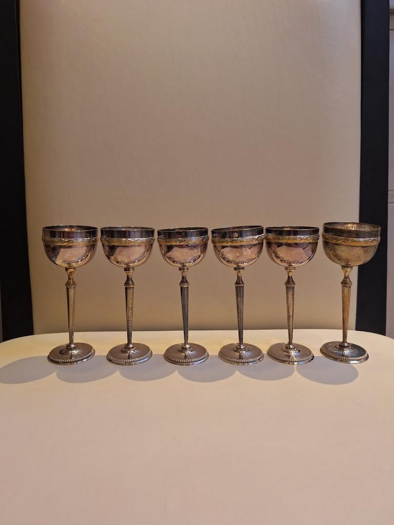 6 verzilverde likeurglaasjes, Ophalen of Verzenden