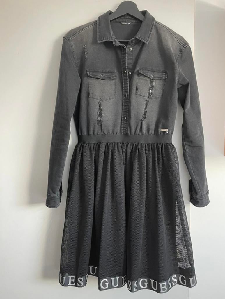 Zwart kleedje van Guess in denim, Ophalen, Zo goed als nieuw