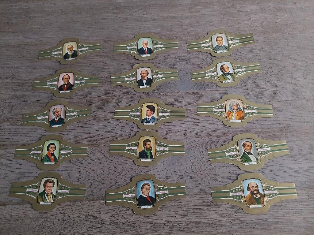 grote sigarenbandjes Victor Hugo "componisten", Verzamelen, Ophalen, Zo goed als nieuw, Sigarenbandjes