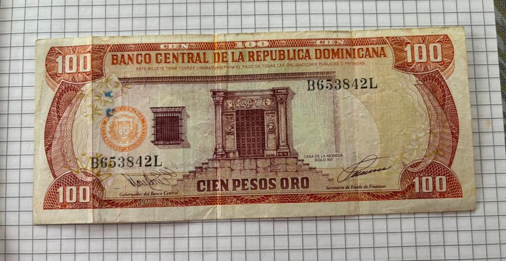 100 Pesos Dominicaanse Republiek 1993, Ophalen of Verzenden, Midden-Amerika, Los biljet