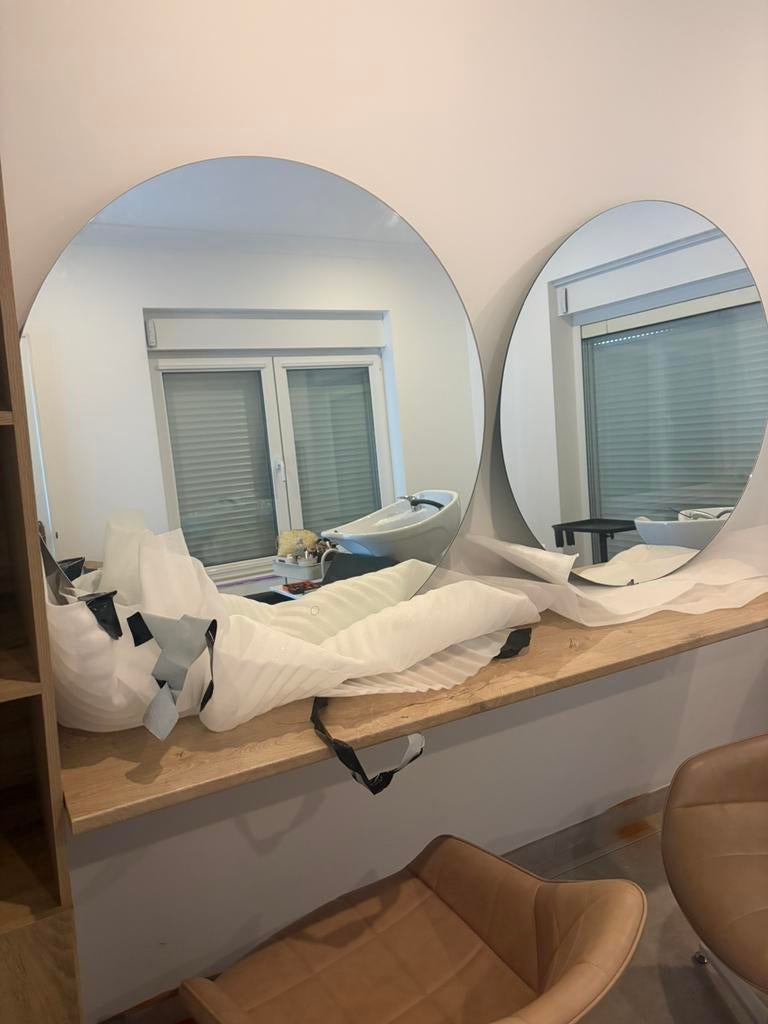 2 spiegels diameter 90cm met ledlicht, Ophalen, Zo goed als nieuw