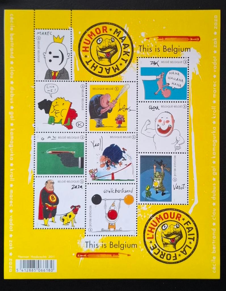 België: OBP 4135/44-BL189 ** This is Belgium 2011., Frankeerzegel, Ophalen of Verzenden, Zonder stempel, Postfris