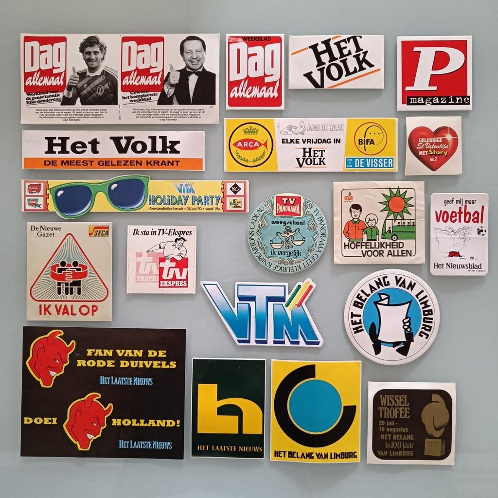 Vintage stickers Tv/tijdschrift/gazet., Ophalen of Verzenden, Zo goed als nieuw, Film, Tv of Omroep