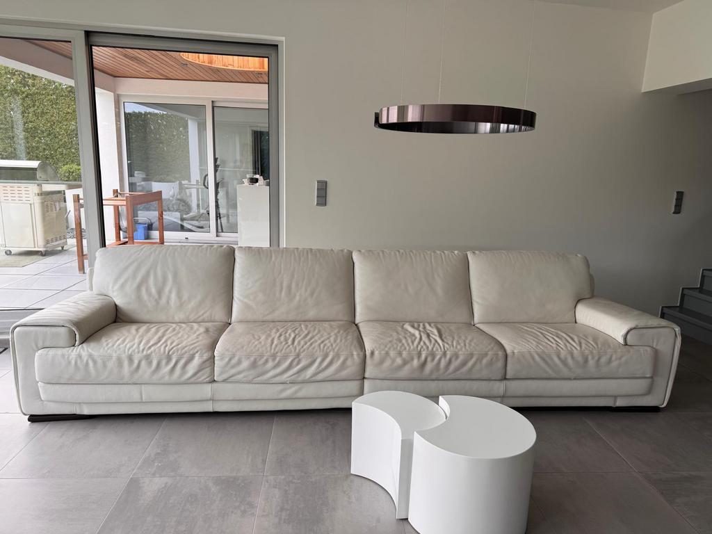 Natuzzi zetel - wit leder, Huis en Inrichting, Ophalen, Zo goed als nieuw, Leer