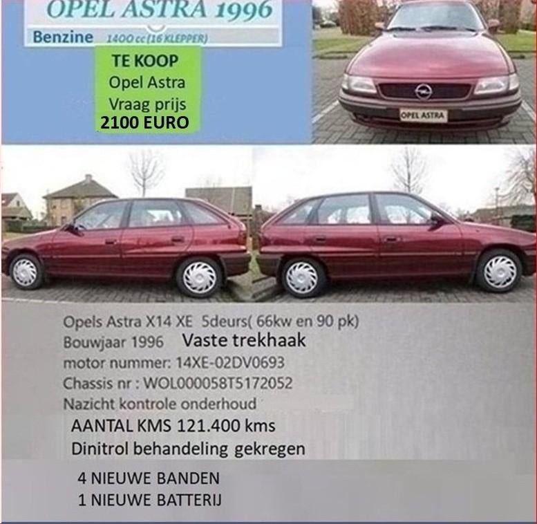 TE KOOP : OPEL ASTRA 1400 cc 16 klepper, Auto's, Opel, Voorwielaandrijving, 180 g/km, Particulier, Dealer onderhouden