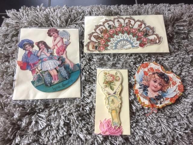 4 vintage kerstkaarten, nieuwjaarskaarten, Diversen, Ophalen of Verzenden, Zo goed als nieuw