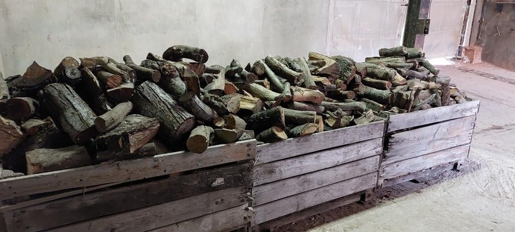 Droog brandhout fruit 70€/palox, 3 tot 6 m³, Ophalen, Overige houtsoorten, Blokken