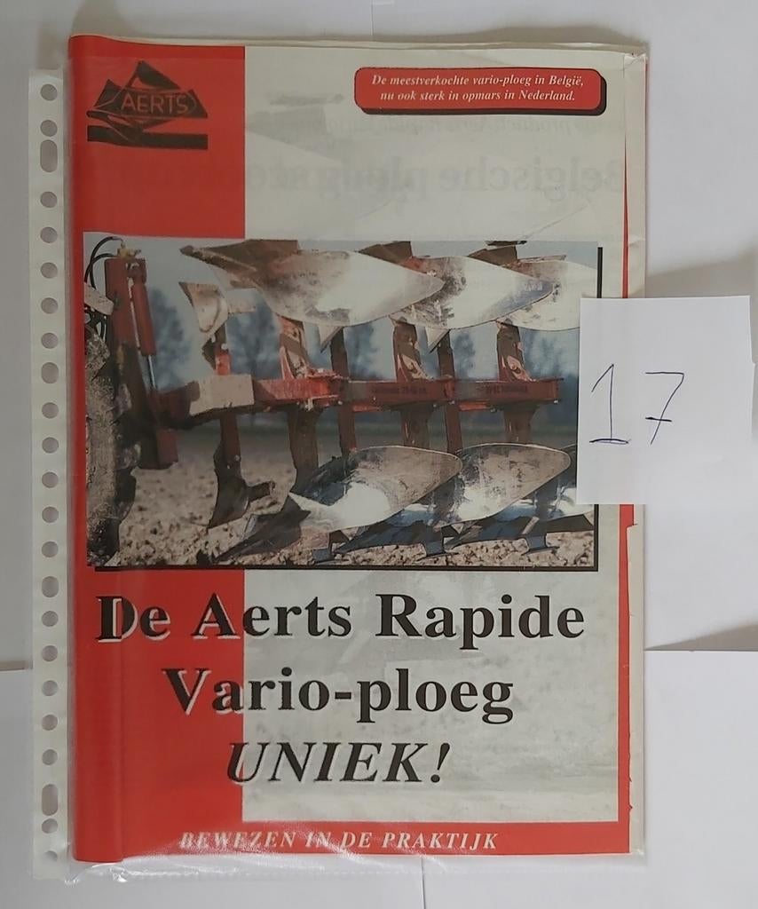 Aerts Rapide vario‐ploeg landbouw folder, Ophalen of Verzenden, Zo goed als nieuw, Folder
