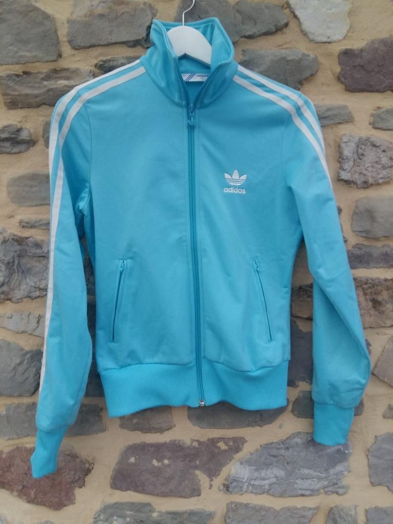 Adidas turkoois jack | maat 36 (S), Kinderen en Baby's, Kinderkleding | Maat 140, Adidas, Jongen of Meisje, Trui of Vest, Ophalen of Verzenden