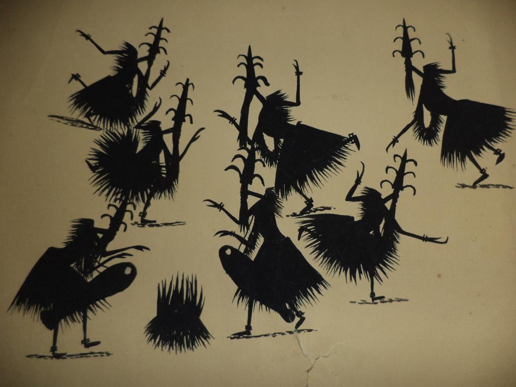 Pre 1960 Kongo Congo inkt/ papier geschilderde rituele dans, Antiquités & Art, Enlèvement ou Envoi