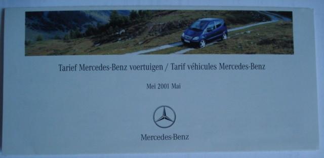 Brochure sur le prix/tarif de la gamme Mercedes-Benz 2001, Livres, Autos | Brochures & Magazines, Envoi, Utilisé, Mercedes
