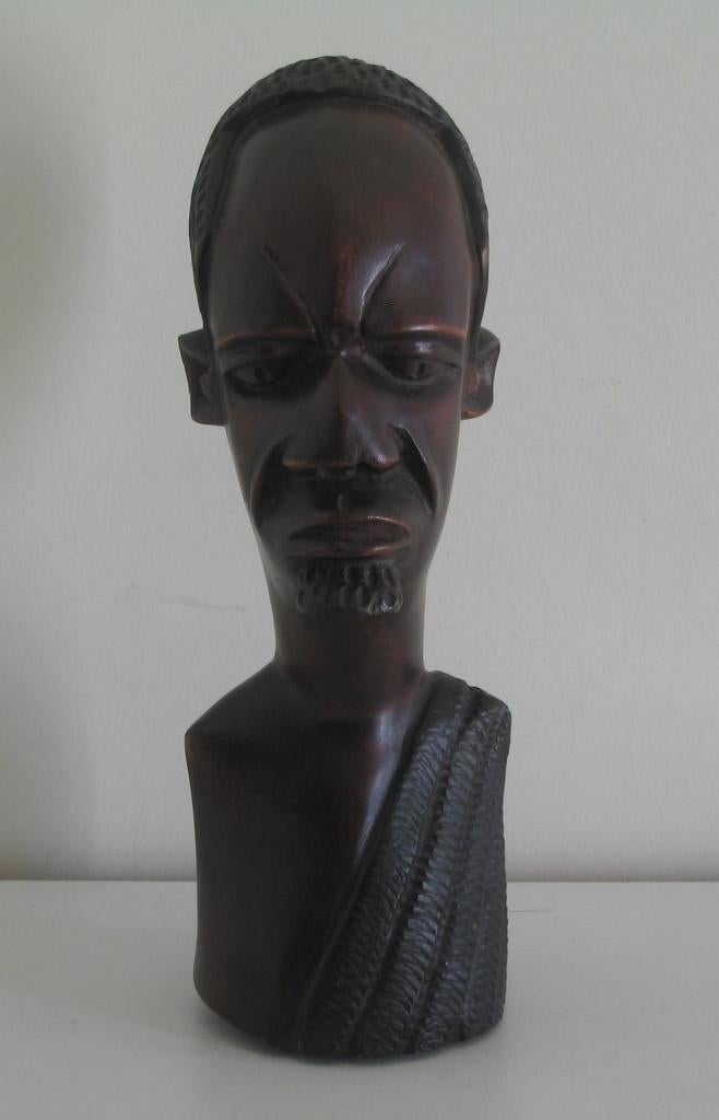 HOMME À TÊTE EN BOIS - 4129, Antiquités & Art, Enlèvement