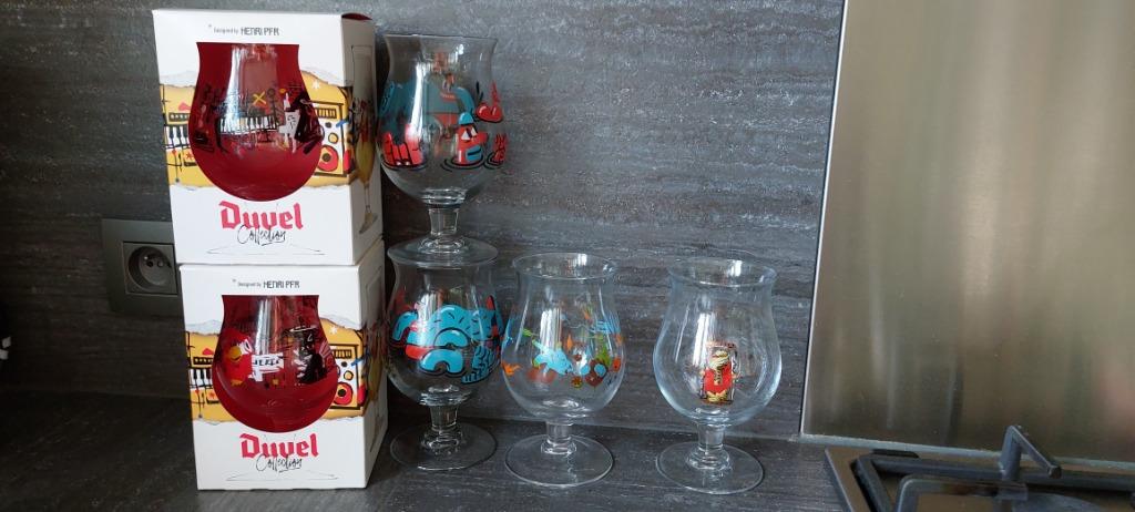Duvel bierglazen Nina Vandeweghe HENRI PFR Hemels Geduld Yan, Verzamelen, Ophalen of Verzenden, Nieuw, Glas of Glazen, Duvel