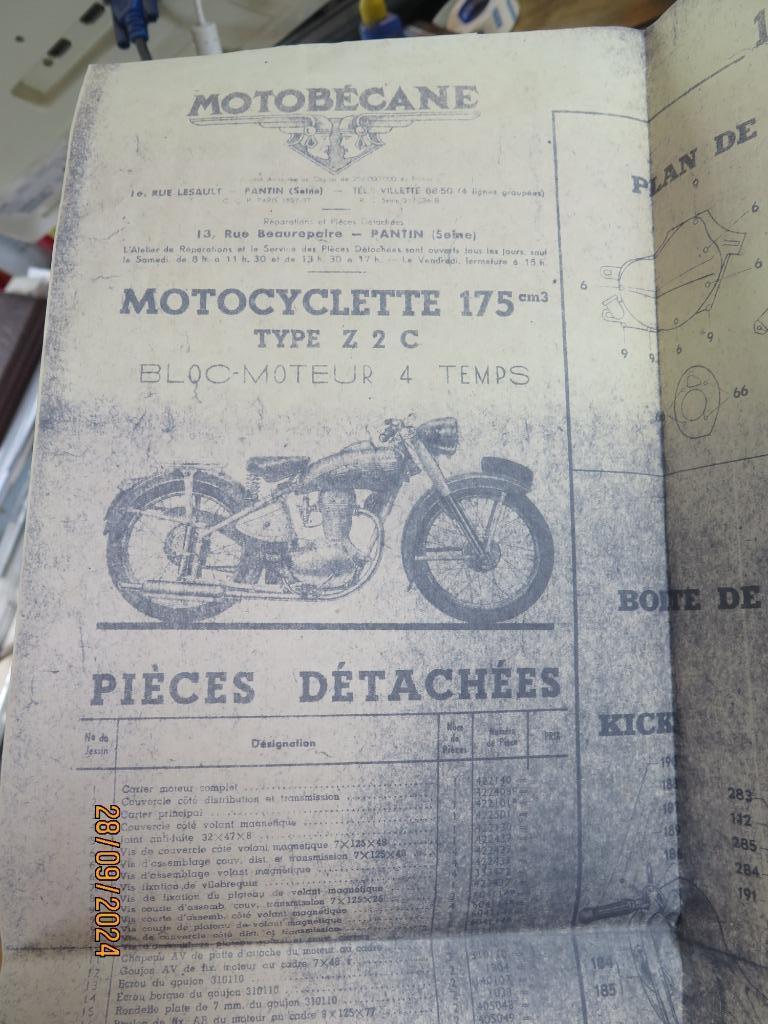 MOTOBECANE  Z2C  175cc  PLAN, Verzenden