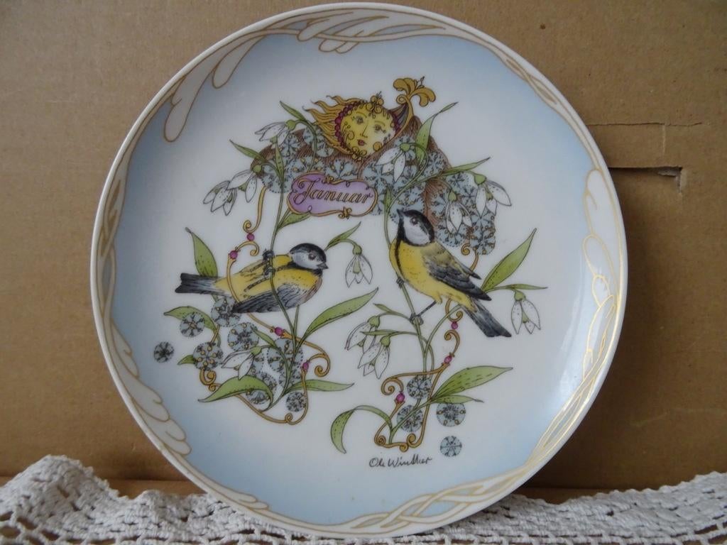 Assiette murale vintage assiette Ole Winther Januar 16cm1980, Enlèvement ou Envoi