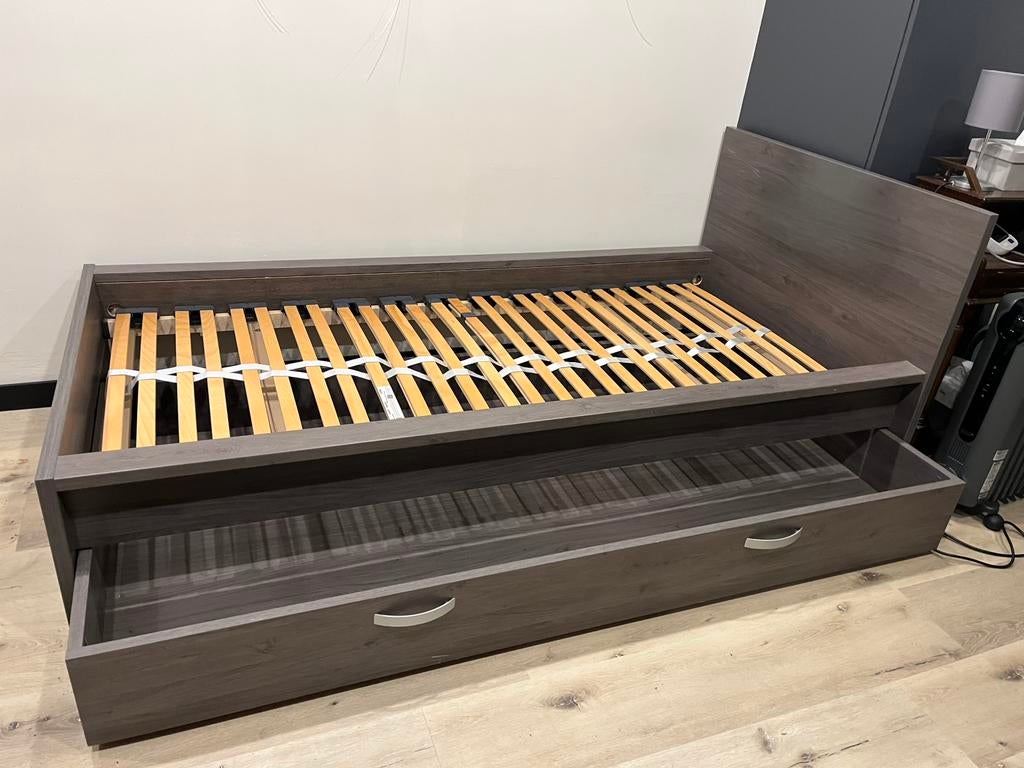1 persoonsbed met lade, Huis en Inrichting, Slaapkamer | Bedden, Ophalen, Gebruikt, 90 cm, Eenpersoons