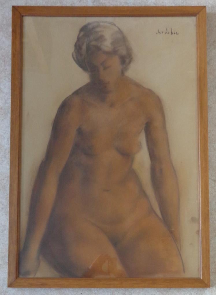 JAN DE BIE / NAAKTE VROUW / ORIGINEEL WERK / 95x66cm / KADER, Ophalen