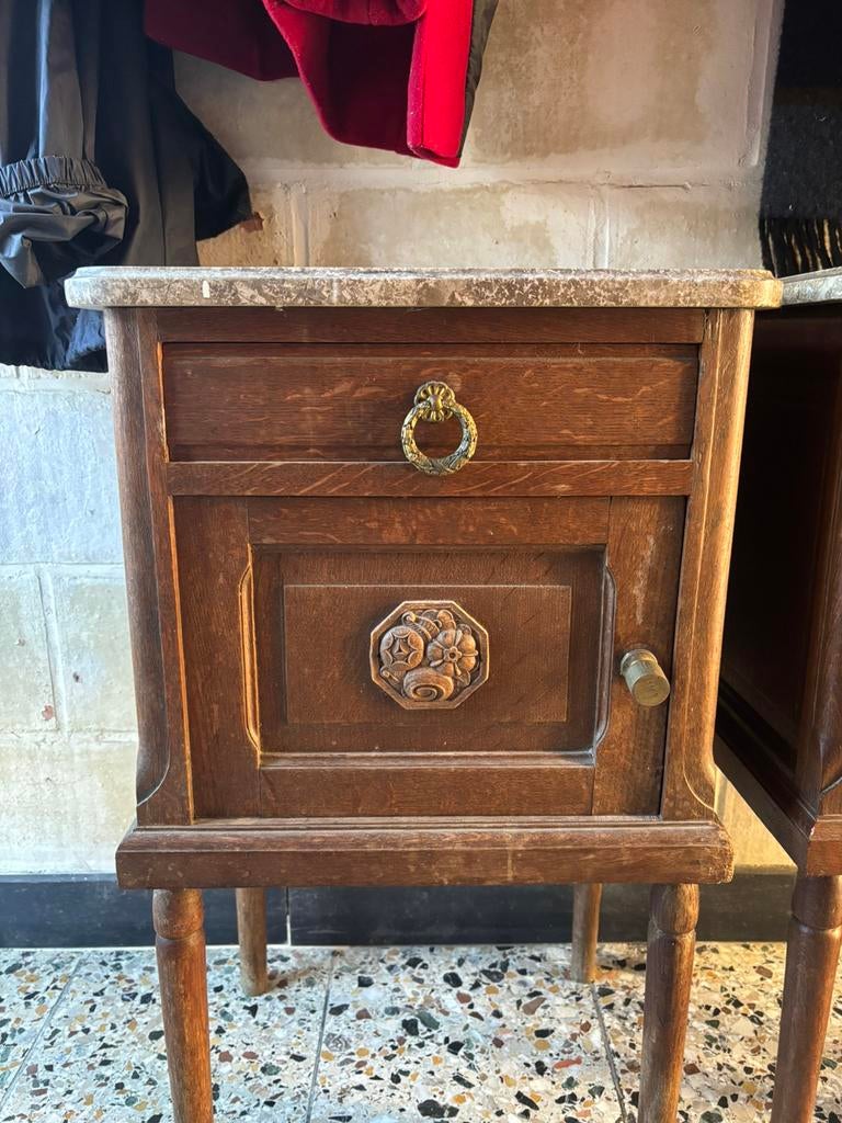 Antieke eiken nachtkastjes, Antiek en Kunst, Antiek | Meubels | Kasten, Ophalen